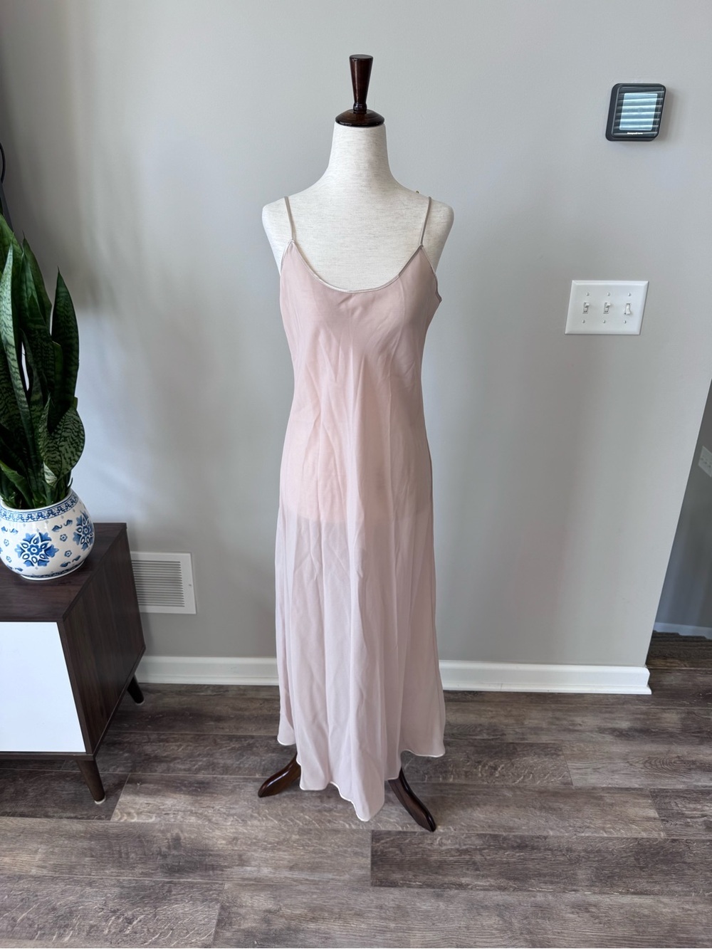 Far West Nude Blush Slip Dress with Spaghetti Straps - Size 36
